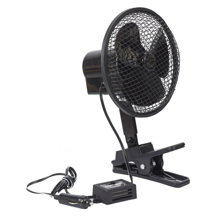 1 - 12-V-Reiseventilator für Wohnmobil, Auto, Boot, oszillierend, mit Klemme